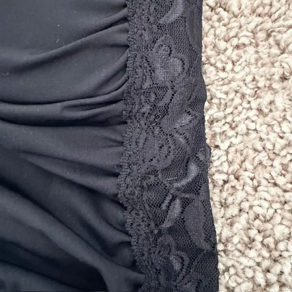 Spanx Tankini Strapless Top Women 10 Black‎ Twisted Front Lace Detail Style 1373